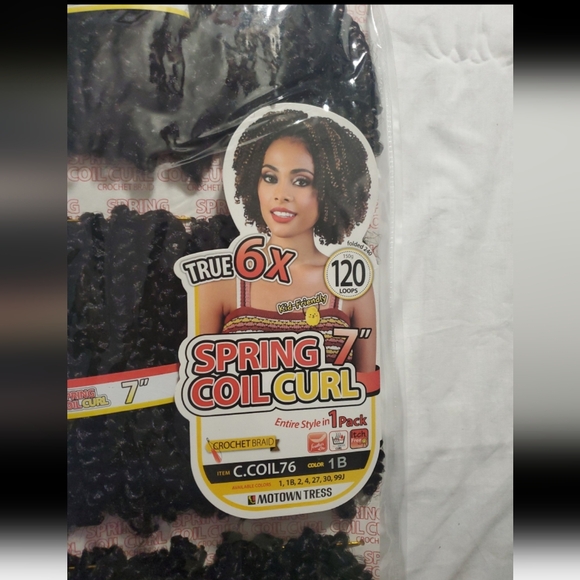 : 1 pk 7" 1B motown tress spring coil curl crochet braids 120 loops folded 240 - Picture 2 of 9